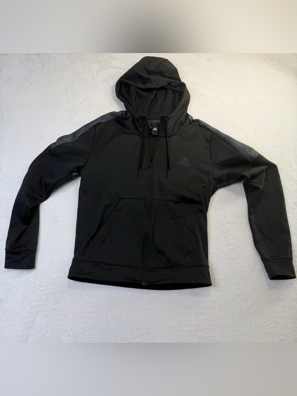 Adidas ClimaWarm Full Zip Hoodie Black Gray Women’s L 16-18